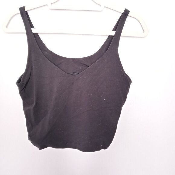 Lululemon black cropped top with build in bra size 10 - Picture 1 of 5